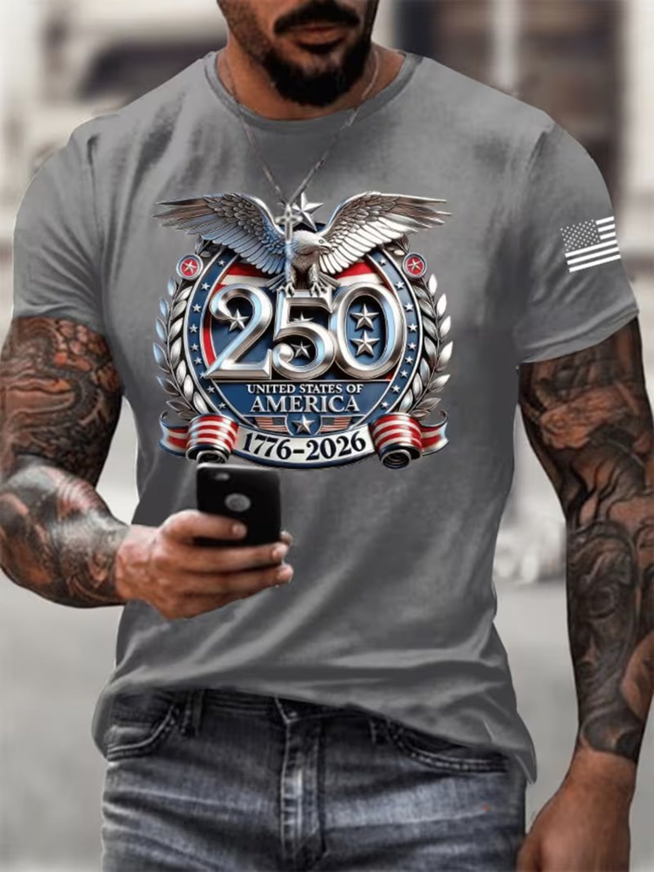 Men's Essential T-Shirt - Round Neck Short Sleeve – Grey – view 5