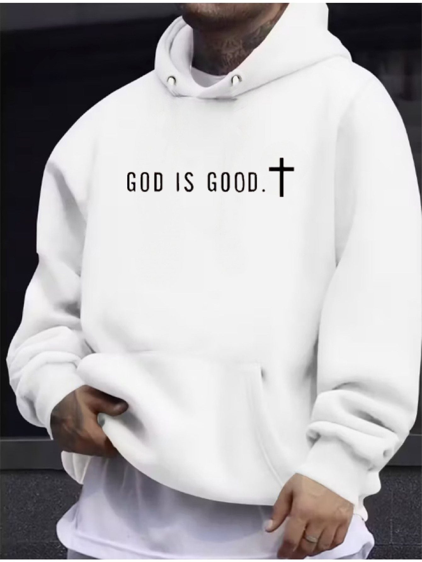 Men's Festive Graphic Hoodie - Loose Fit Holiday Print – view 3