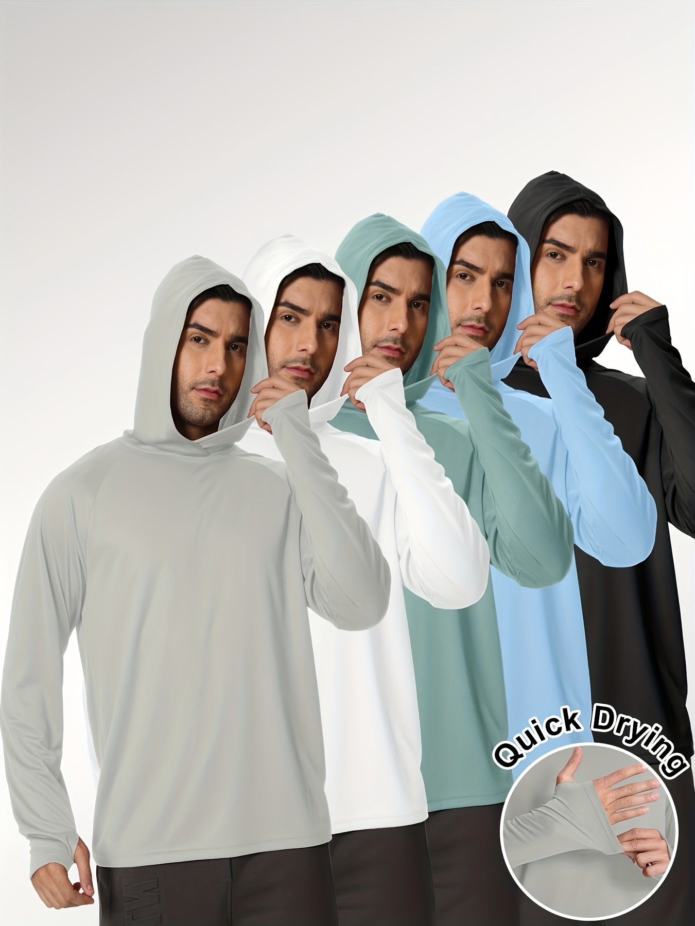Men's Fishing Rash Guard Hoodies 5-Pack - Lightweight Long Sleeve Set – main product image
