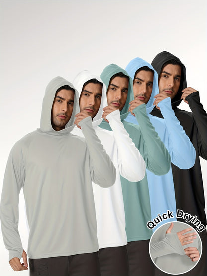 Men's Fishing Rash Guard Hoodies 5-Pack - Lightweight Long Sleeve Set detail view