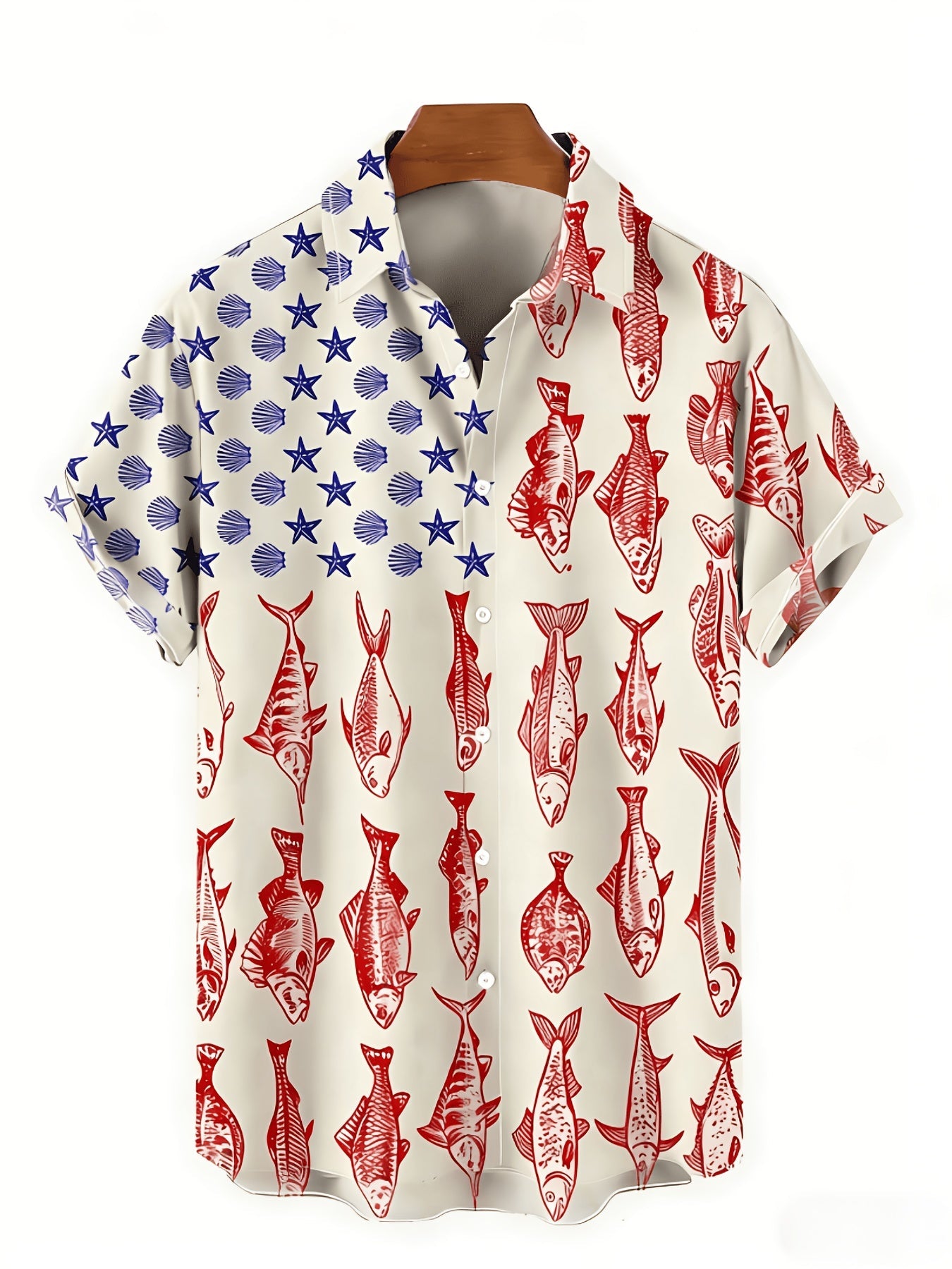Men's Fishing Shirt – American Flag Fish Button Up – view 4