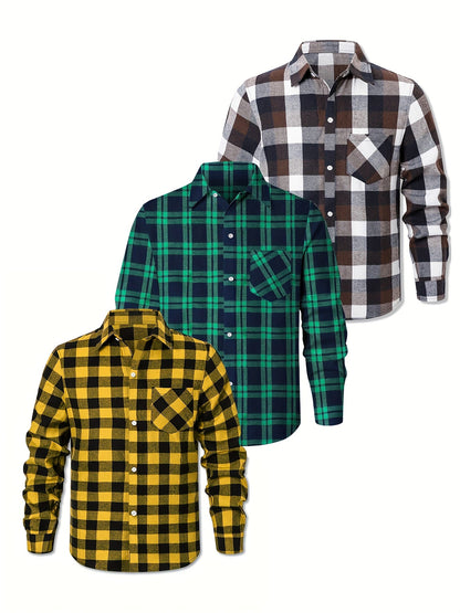 Men's Flannel Shirt Set – 3 Pack Buffalo Check Plus Size – view 3