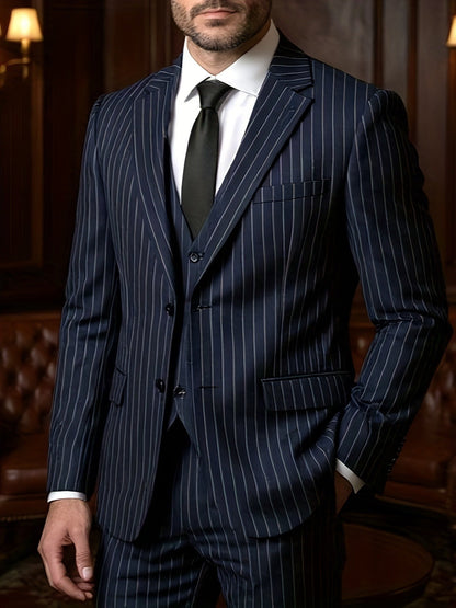 Men's Formal Suit Set - Striped – Green option – view 3