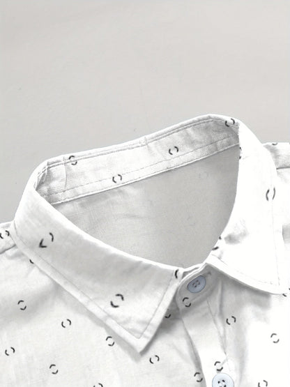 Men's Geometric Button Up Shirt – Plus Size Short Sleeve – view 4