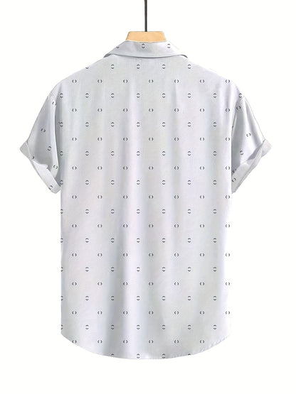 Men's Geometric Button Up Shirt – Plus Size Short Sleeve – view 7