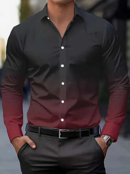 Men's Geometric Print Plus Size Long Sleeve Dress Shirt - Easy Care – view 3