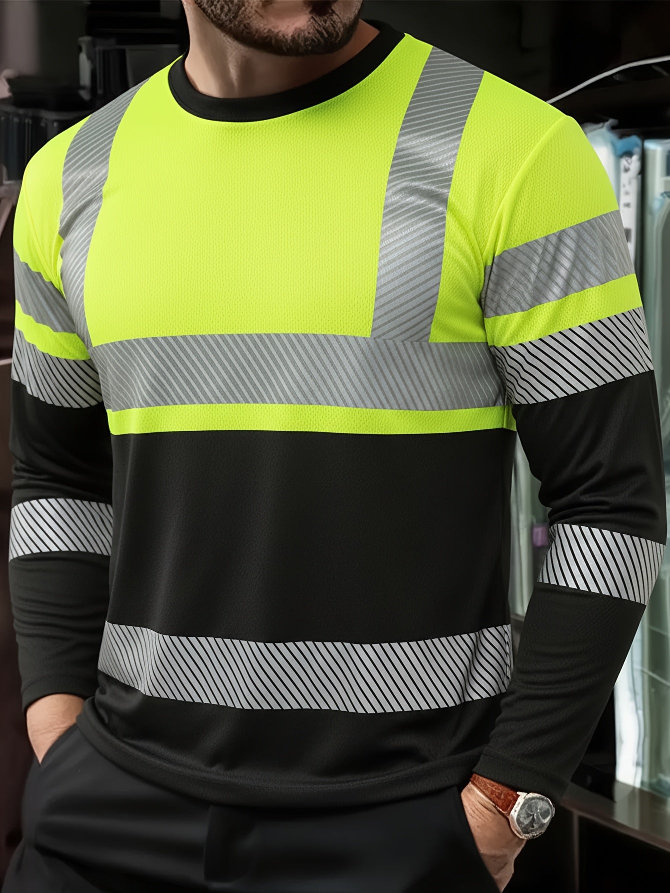 Men's Graphic Print Shirt - Classic Neck Long Sleeve – view 3