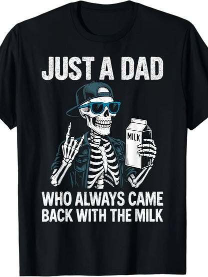 Men's Graphic Print T-Shirt - Classic Neck Short Sleeve – Black – main product image