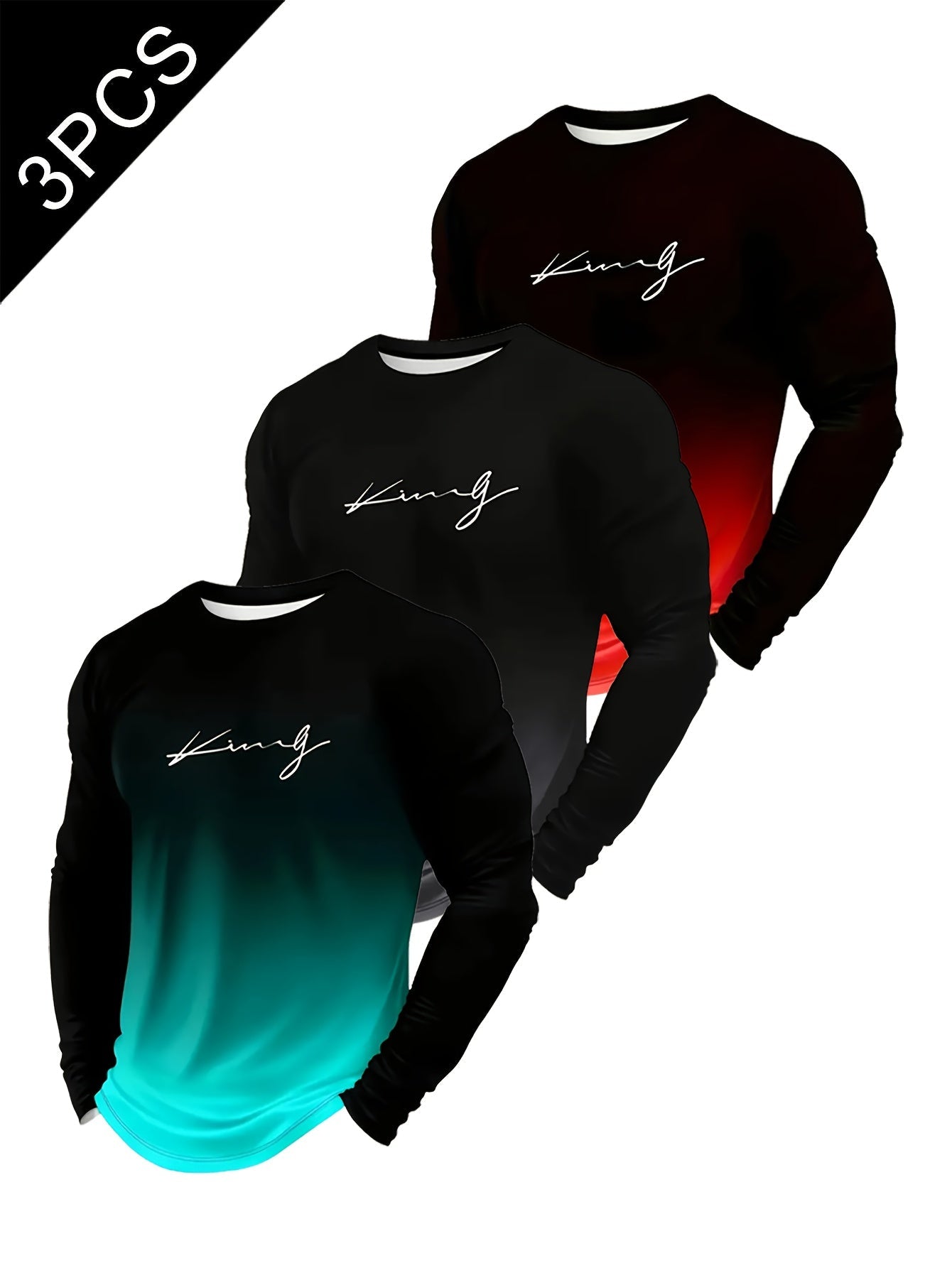Men's Graphic Print T-Shirt - Crew Neck Long Sleeve – view 6