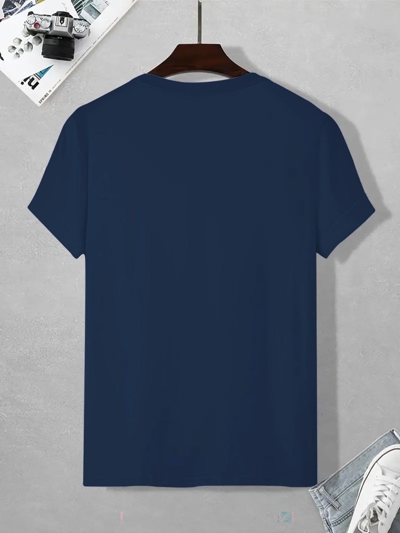 Men's Graphic Print T-Shirt - Crew Neck Short Sleeve – Navy Color – view 2
