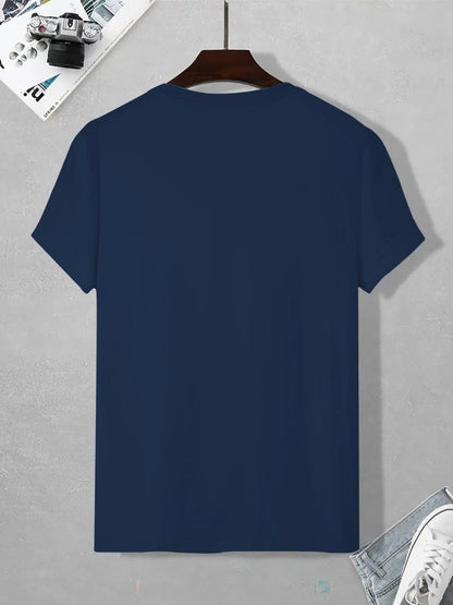 Men's Graphic Print T-Shirt - Crew Neck Short Sleeve – Navy Color – view 2