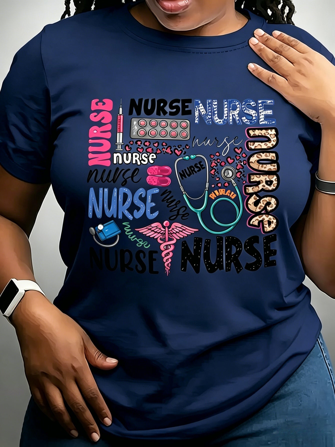Men's Graphic Print T-Shirt - Round Neck Short Sleeve – 6-Color Selection – Navy option – view 5
