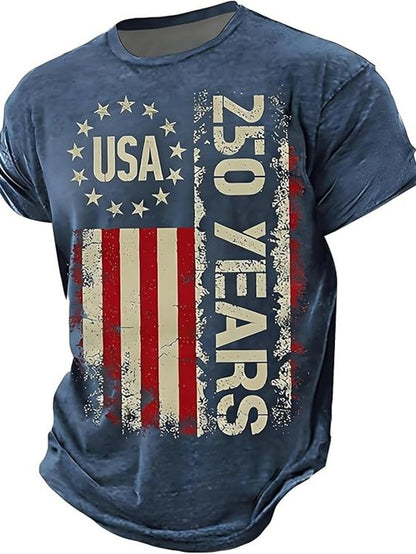 Men's Graphic Print T-Shirt - Round Neck Short Sleeve – 6-Variant Selection – Navy option – main product image