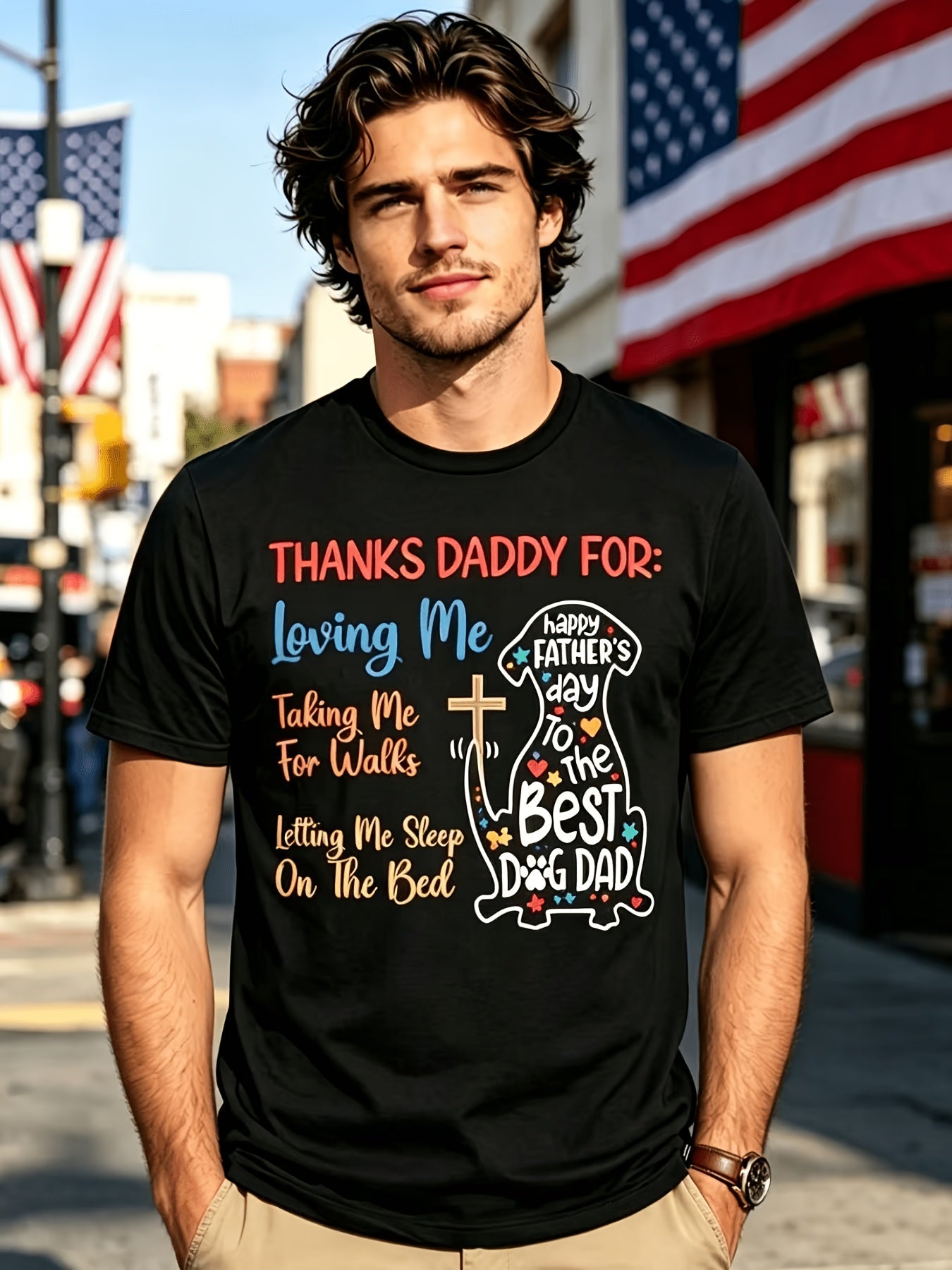 Men's Graphic Print T-Shirt - Short Sleeve – Sizes 0XL–5XL – Black option – main product image