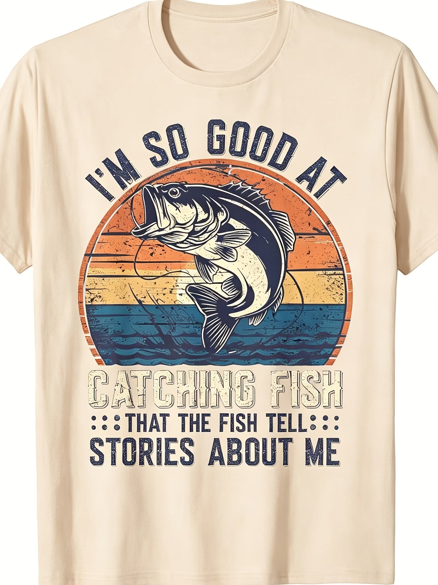 Men's Graphic T-Shirt - Crew Neck Short Sleeve – Apricot / Black – Apricot option – view 4