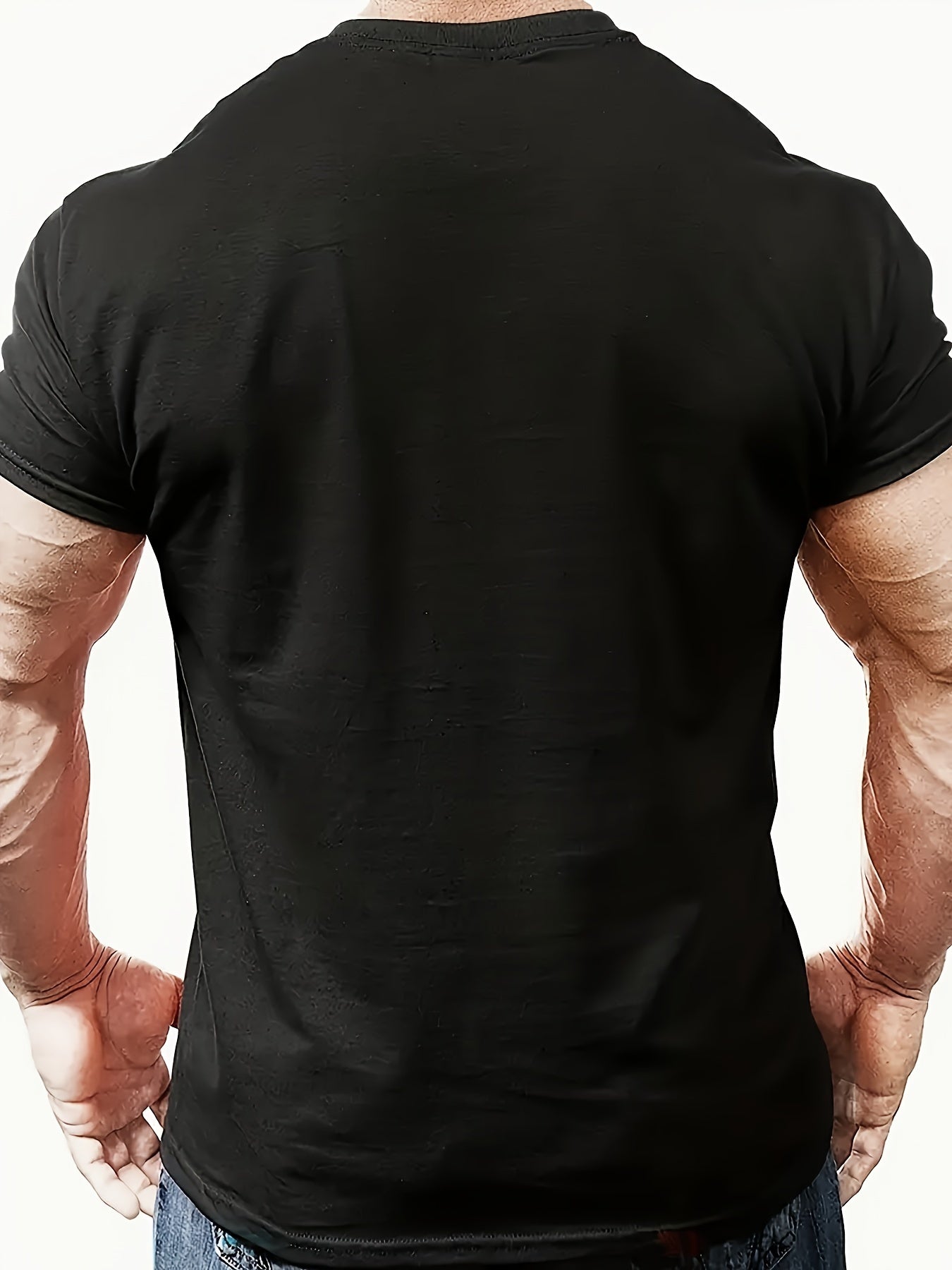 Men's Graphic T-Shirt - Crew Neck Short Sleeve – Black Graphic Design 09477 – view 7