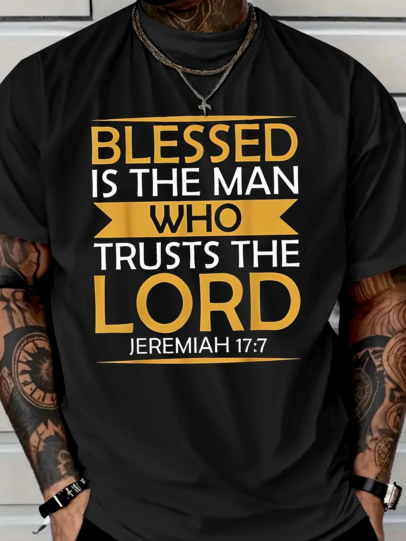 Men's Graphic T-Shirt - Crew Neck Short Sleeve – Black Graphic Design 79557 – view 15