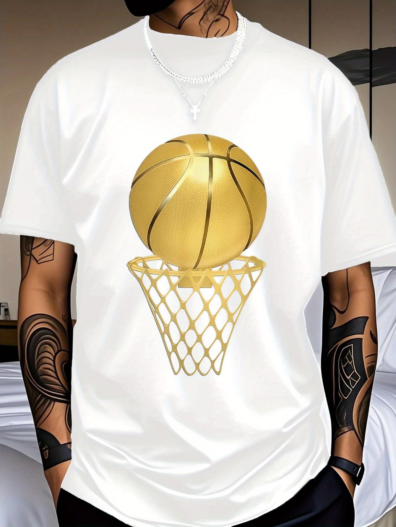 Men's Graphic T-Shirt - Crew Neck Short Sleeve – Black Polyester Printed – main product image