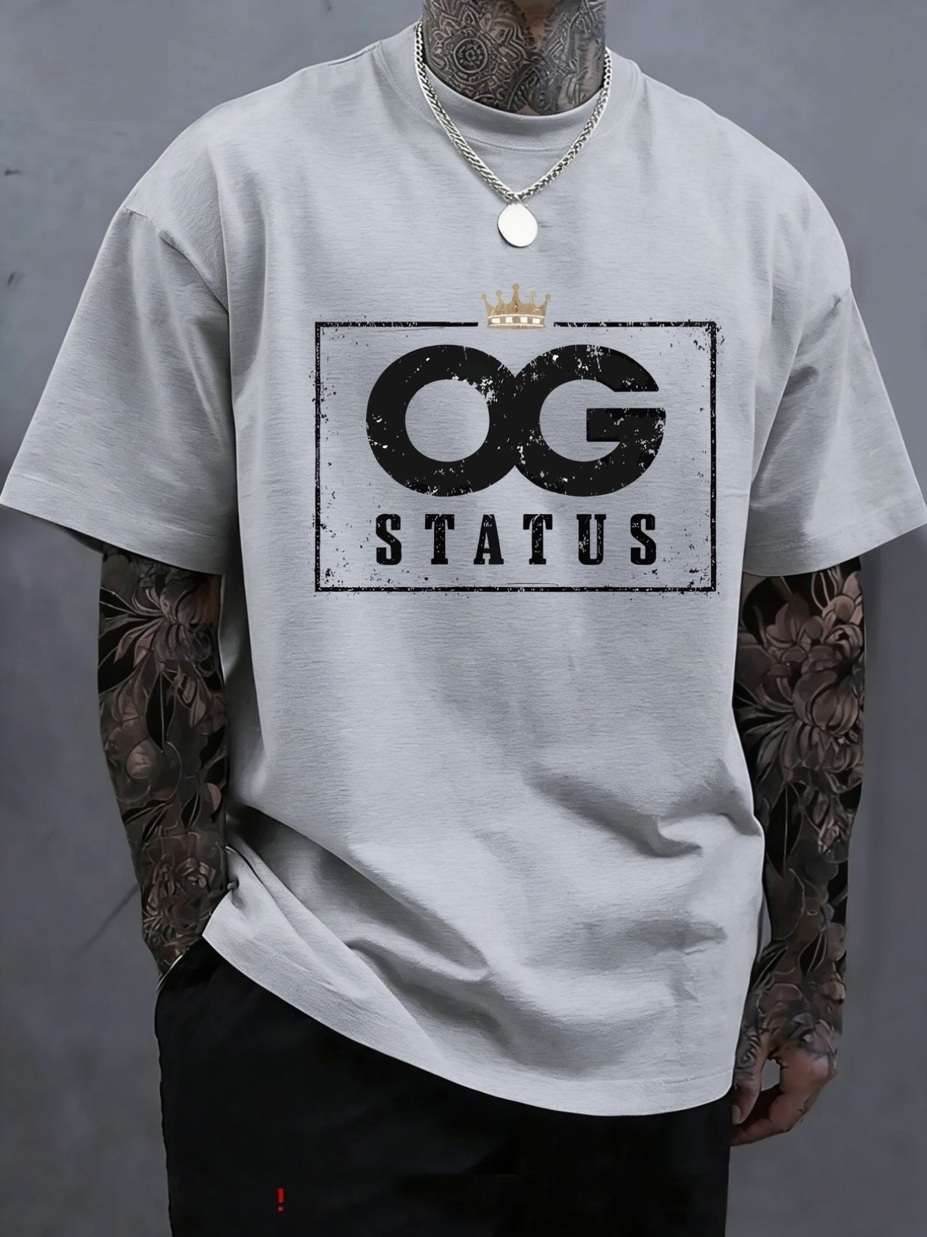 Men's Graphic T-Shirt - Crew Neck Short Sleeve – Sizes 0XL–4XL – Grey option – view 4