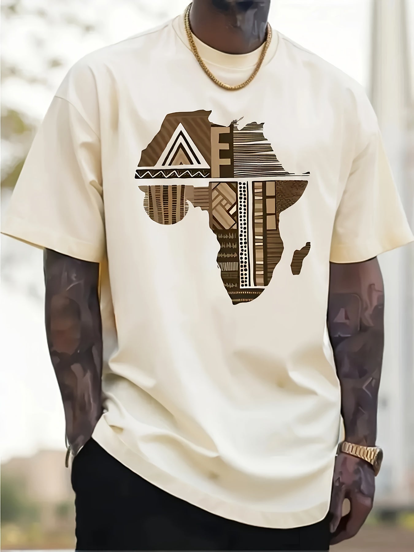 Men's Graphic T-Shirt - Round Neck Short Sleeve – Apricot – Apricot option – main product image