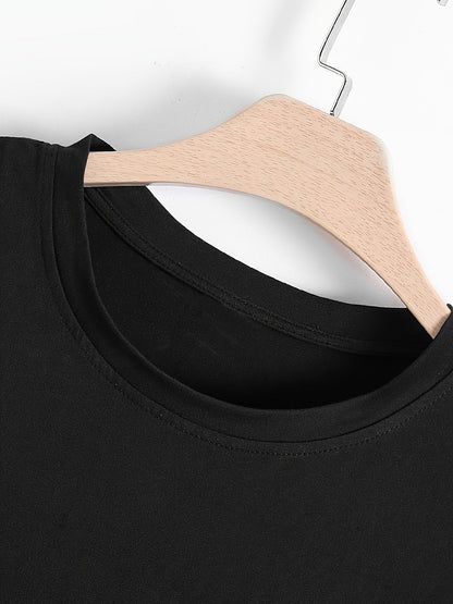 Men's Graphic T-Shirt - Round Neck Short Sleeve – Black Knit Printed – view 2