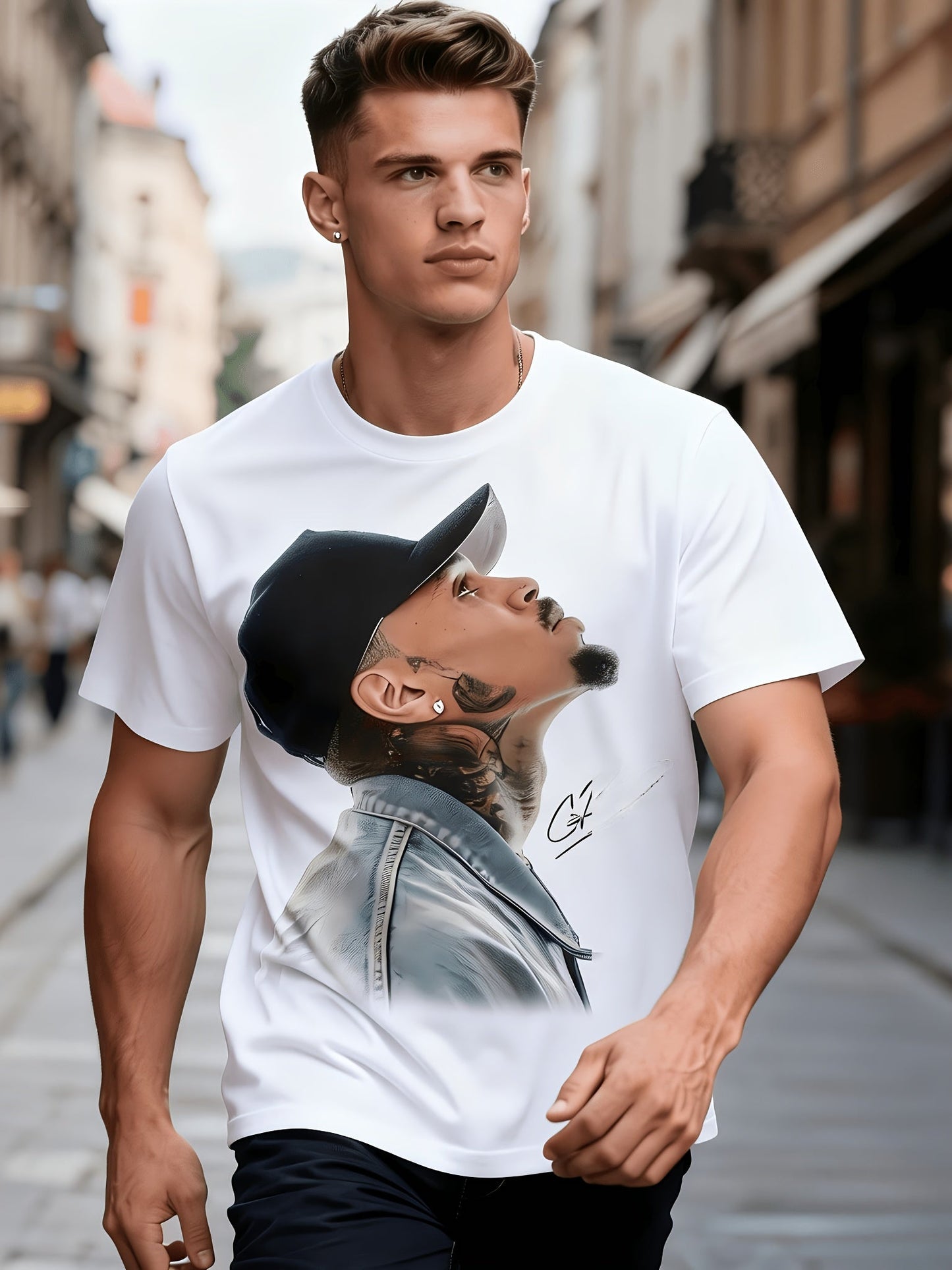 Men's Graphic T-Shirt - Round Neck Short Sleeve – Black Printed – view 23