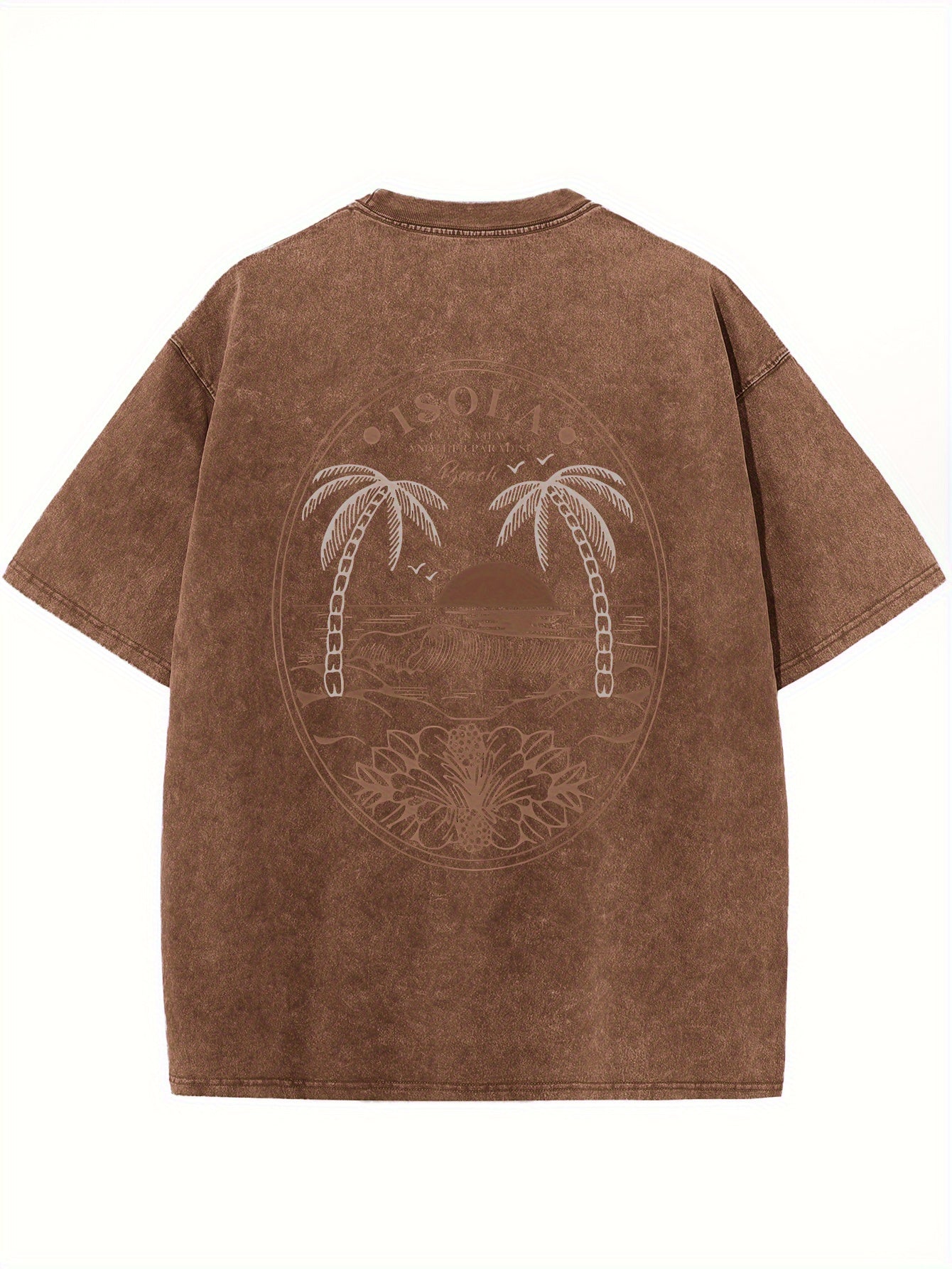 Men's Graphic T-Shirt - Round Neck Short Sleeve – coffee & light gray & black Graphic Design – view 7
