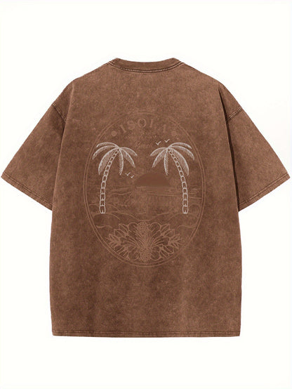 Men's Graphic T-Shirt - Round Neck Short Sleeve – coffee & light gray & black Graphic Design – view 11
