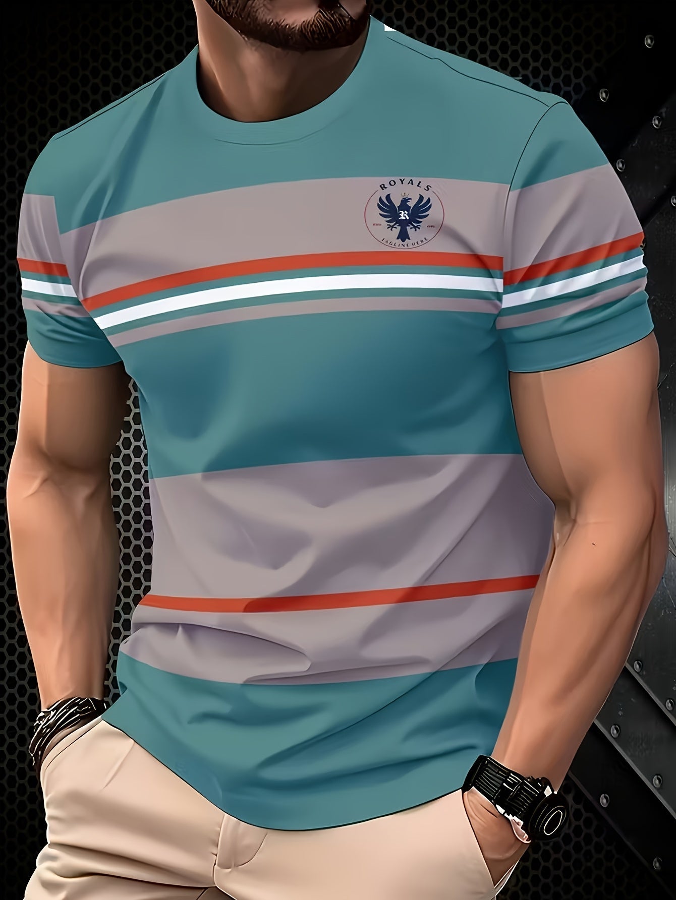 Men's Graphic T-Shirt - Round Neck Short Sleeve – Graphic Design 02341 detail view