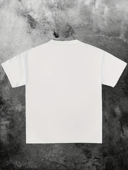 Men's Graphic T-Shirt - Round Neck Short Sleeve – White Printed – view 5