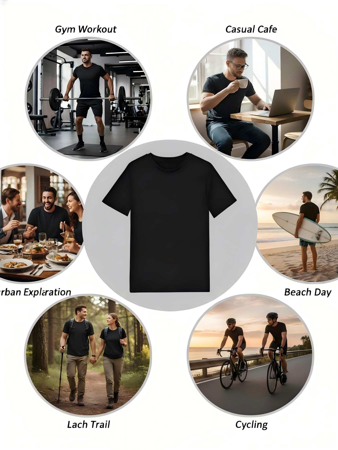 Men's Graphic T-Shirt - Round Neck Short Sleeve – White Printed Jeans – view 5