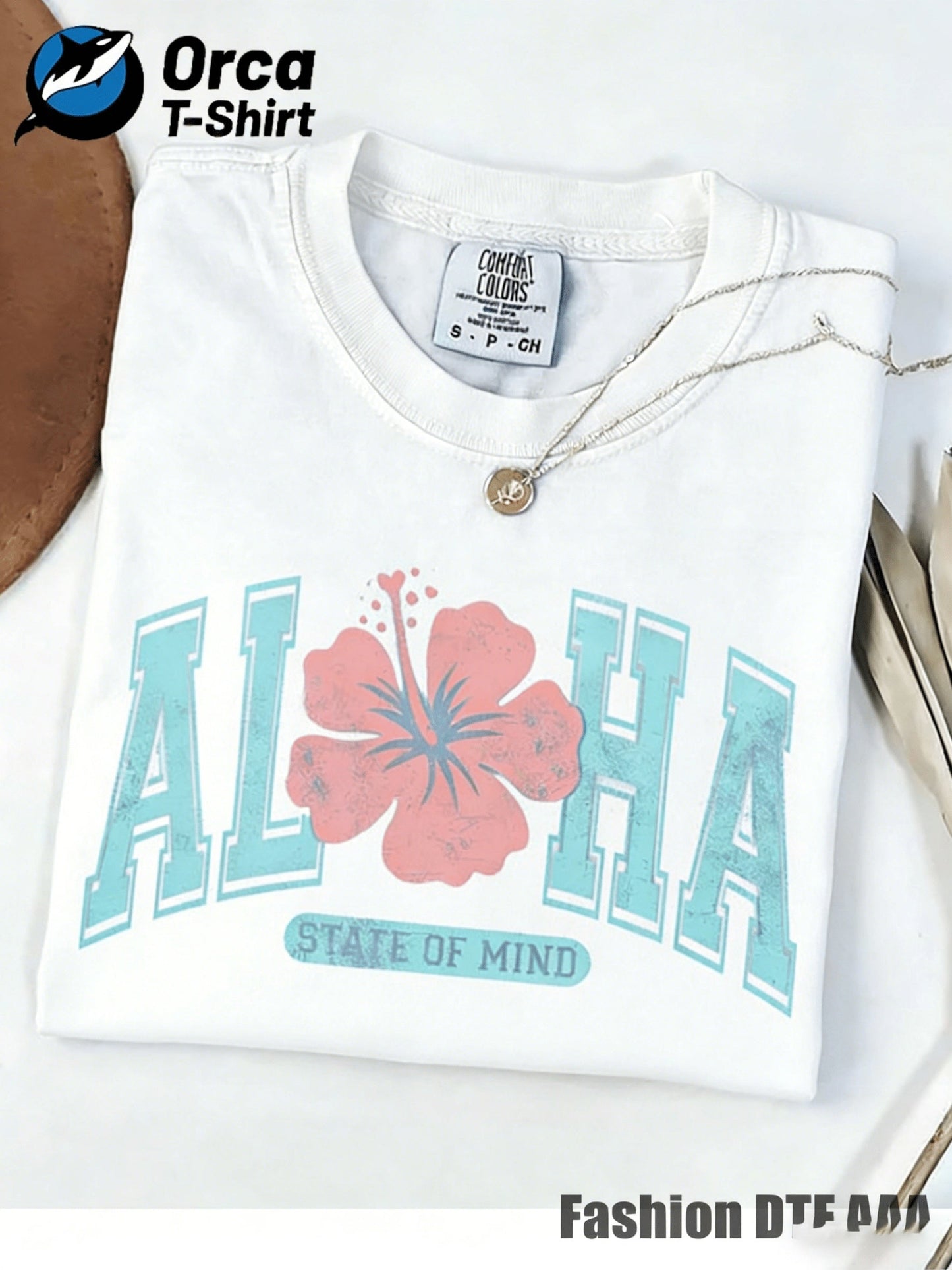 Men's Graphic T-Shirt - Round Neck Short Sleeve – White / Red detail view