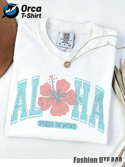 Men's Graphic T-Shirt - Round Neck Short Sleeve – White / Red detail view