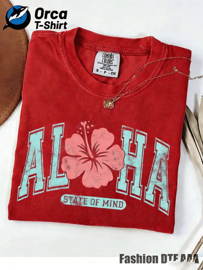 Men's Graphic T-Shirt - Round Neck Short Sleeve – White / Red detail view