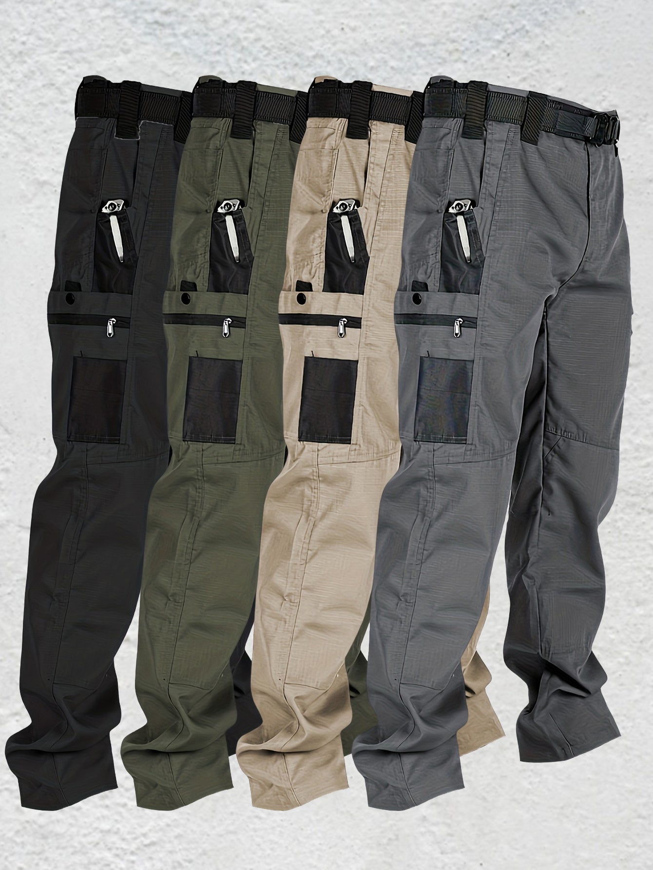 Men's Grey+Army Green Utility Cargo Cargo Pants – view 6
