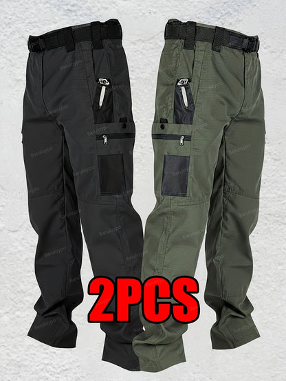 Men's Grey+Army Green Utility Cargo Cargo Pants – view 13