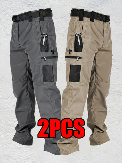 Men's Grey+Army Green Utility Cargo Cargo Pants – view 18