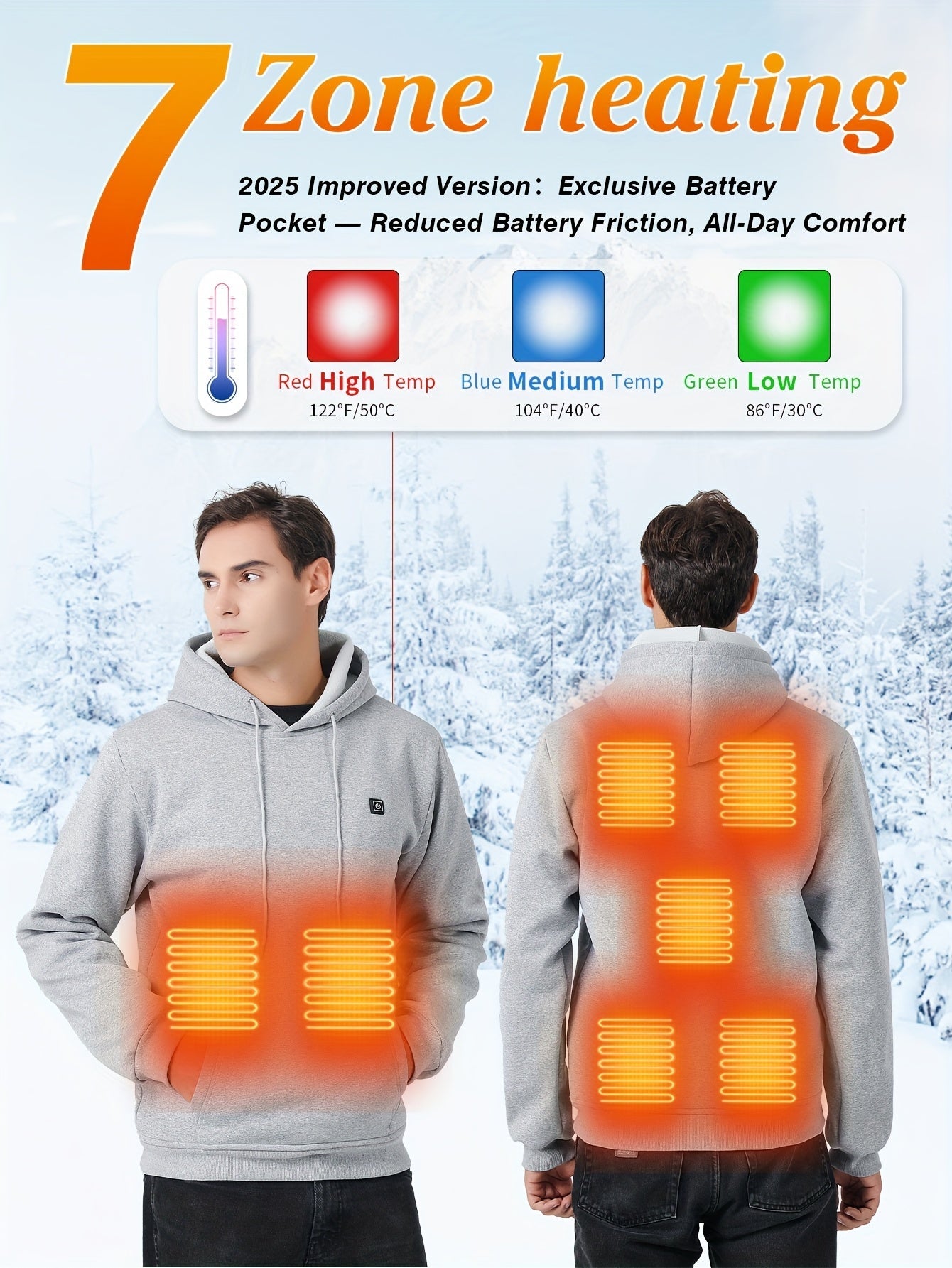 Men's Heated Pullover Hoodie – view 6