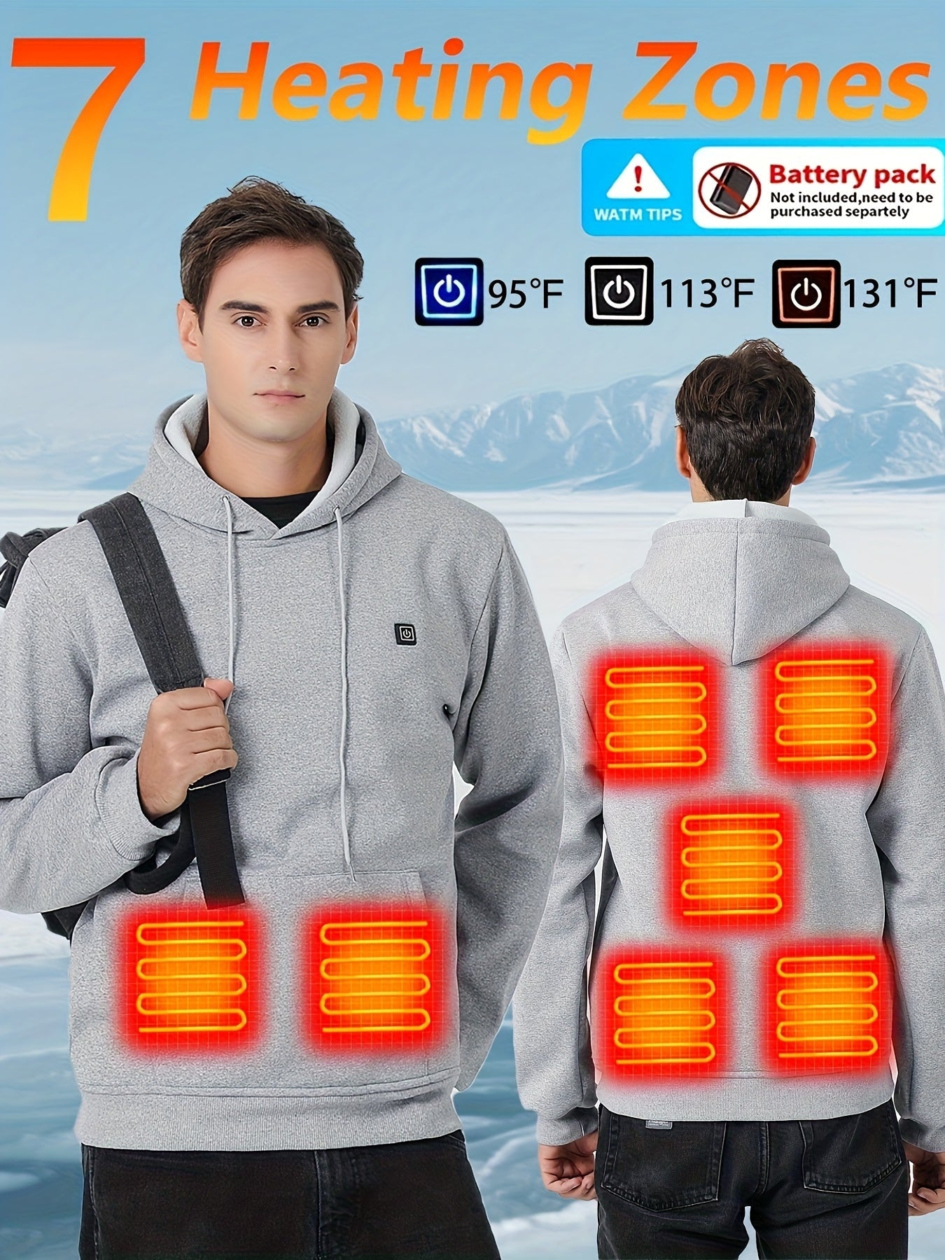 Men's Heated Pullover Hoodie – view 14
