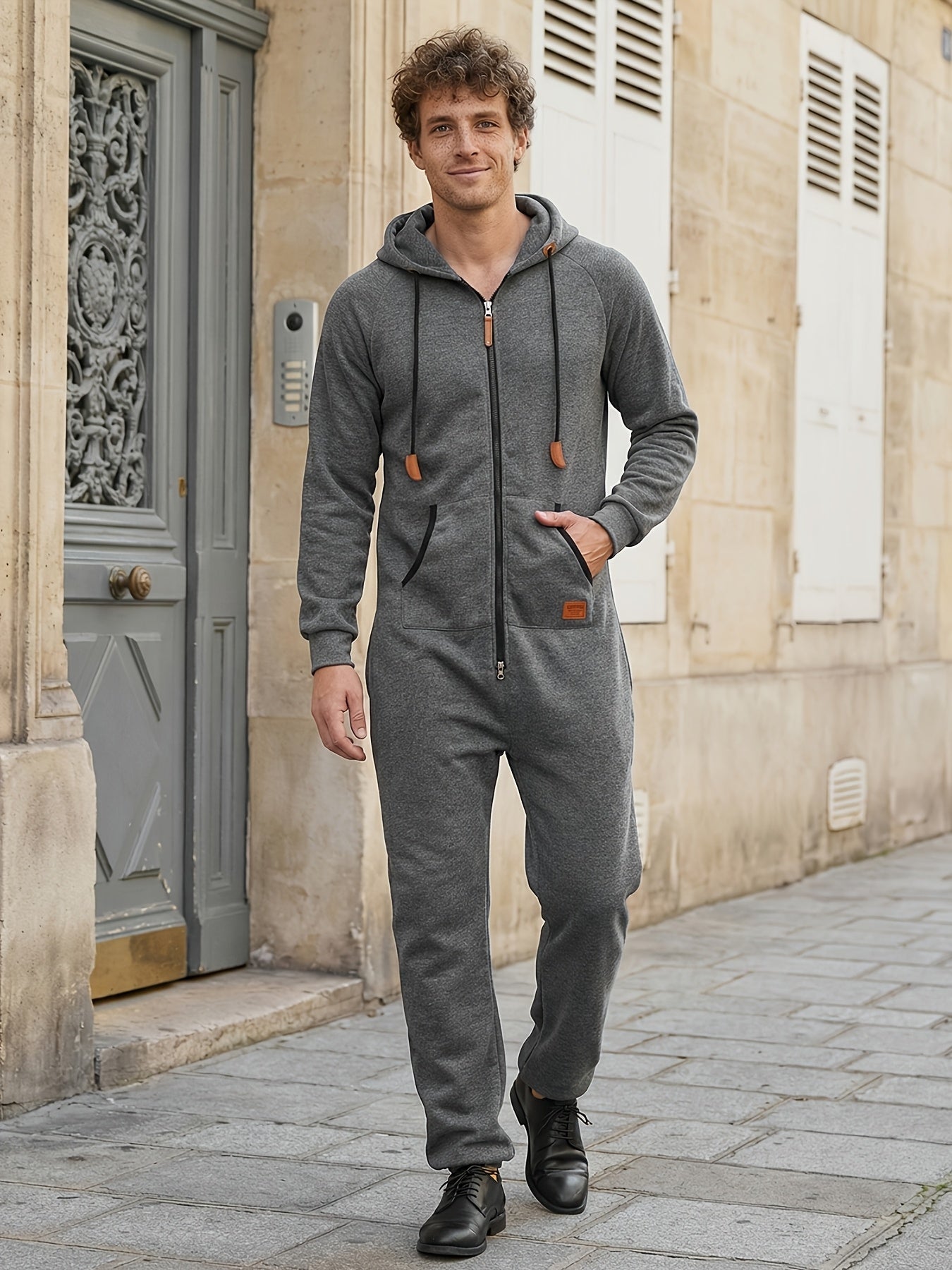 Men's Hooded Coveralls - Full-Zip One-Piece Design – 6-Color Selection – view 2