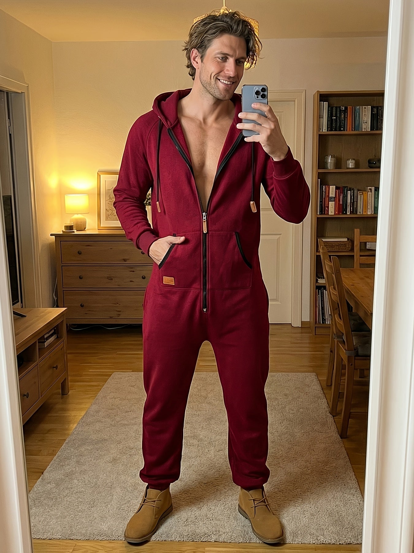 Men's Hooded Coveralls - Full-Zip One-Piece Design – 6-Color Selection – view 14