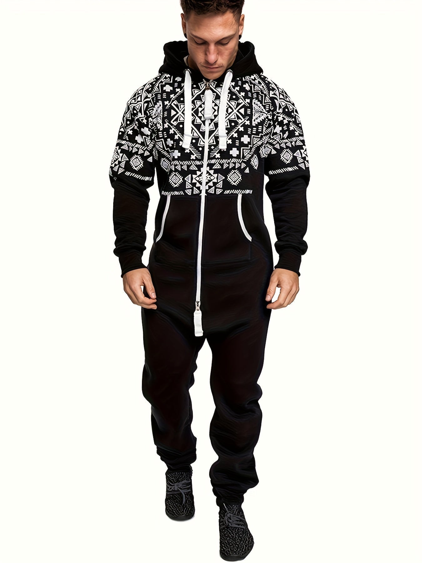 Men's Hooded Coveralls - Full-Zip One-Piece Design – 6-Color Selection – Gray option – view 6