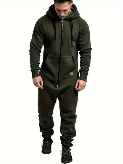 Men's Hooded Coveralls - Full-Zip One-Piece Design – Bright Red / Green – view 7