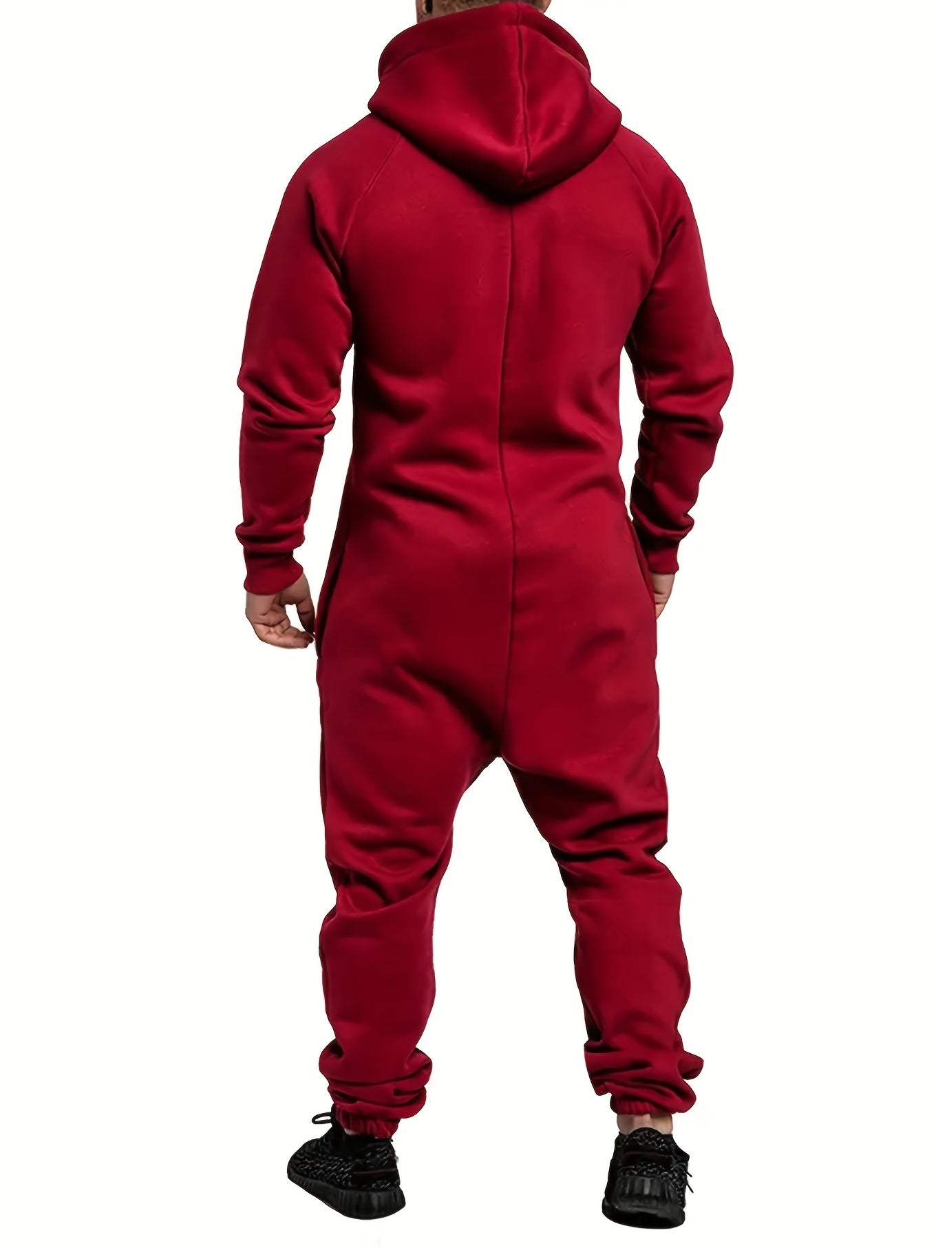 Men's Hooded Coveralls - Full-Zip One-Piece Design – Bright Red / Green – view 8