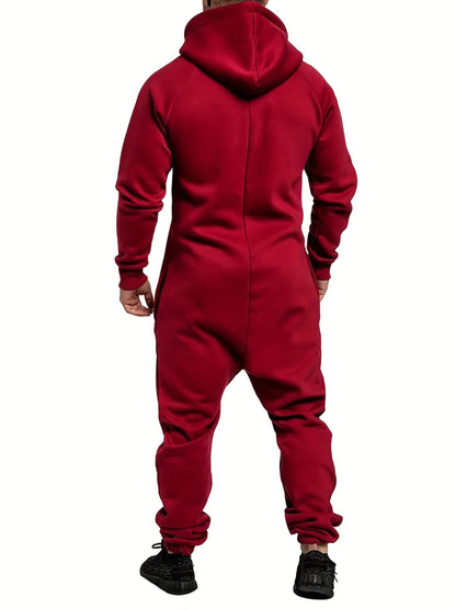 Men's Hooded Coveralls - Full-Zip One-Piece Design – Bright Red / Green – view 8