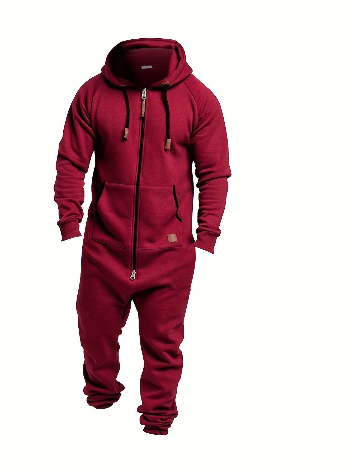 Men's Hooded Coveralls - Full-Zip One-Piece Design – Bright Red / Green – view 10