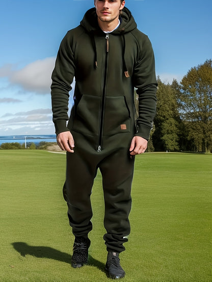 Men's Hooded Coveralls - Full-Zip One-Piece Design – Bright Red / Green – view 17