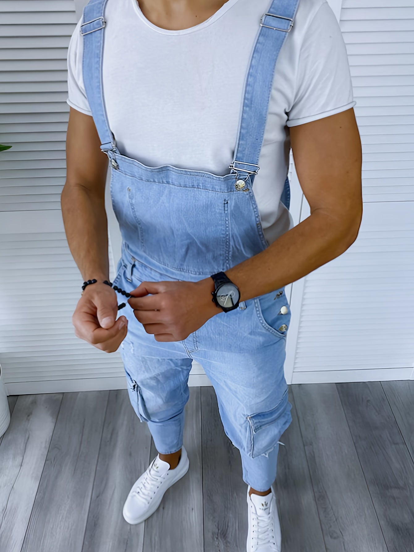 Men's Hooded Coveralls - Multi-Pocket Denim Design – view 3