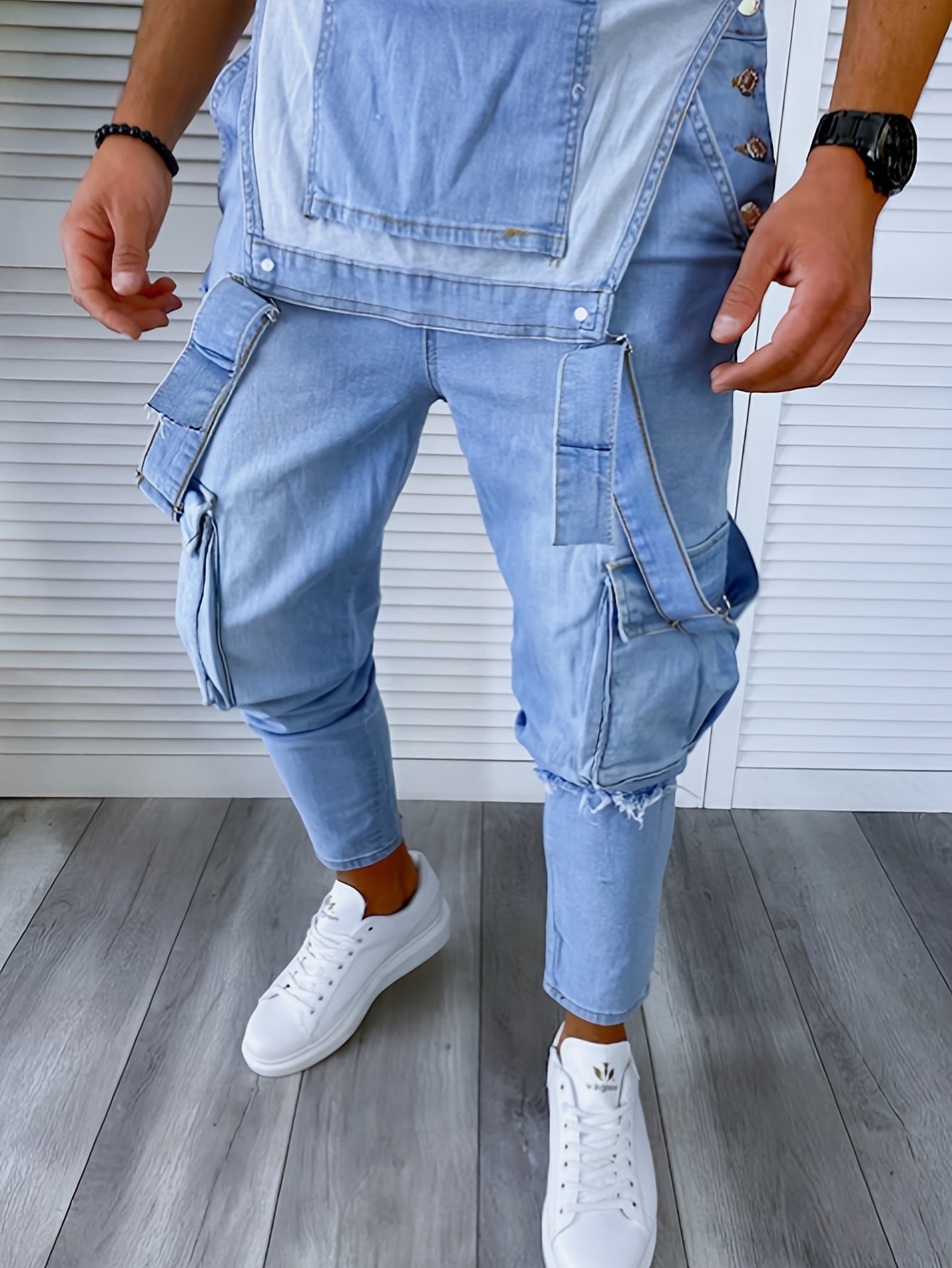Men's Hooded Coveralls - Multi-Pocket Denim Design – view 10