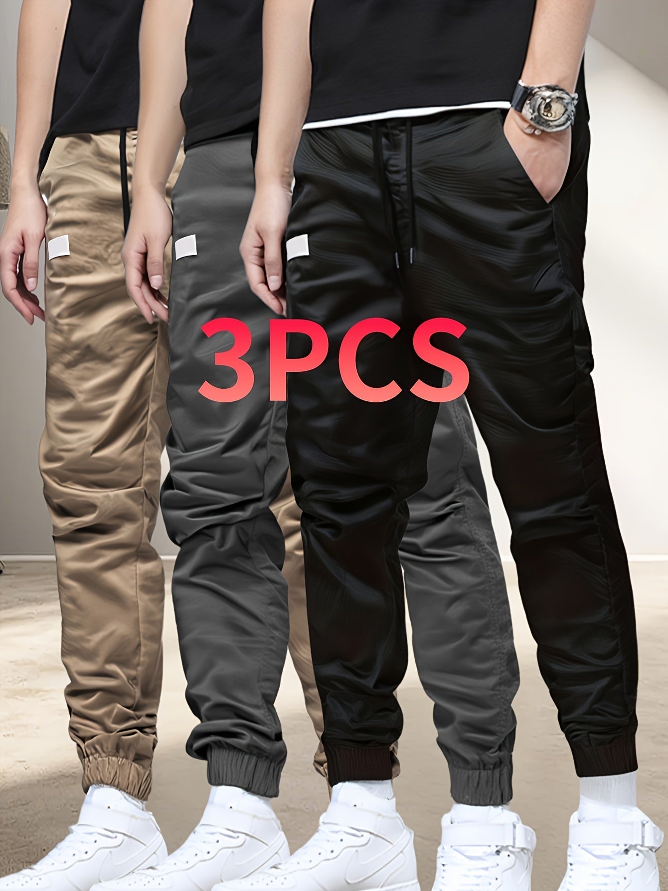 Men's Jogger Pants - Drawstring Waist With Pockets – Mixed colors – view 22